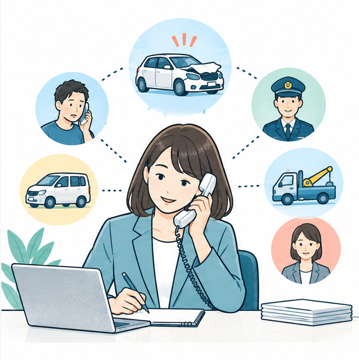 事故発生時受付対応のイラスト
