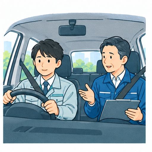 業務運転の実車教育のイラスト